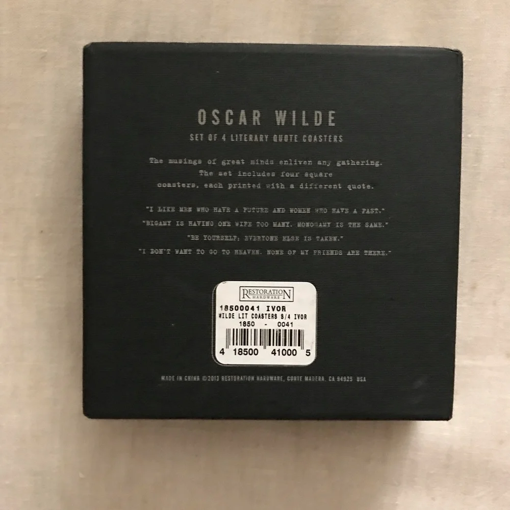 Restoration Hardware Oscar Wilde Literary Quote Coasters
